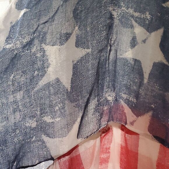 AMERICAN FLAG PATRIOTIC KIMONO WRAP COVERUP SHEER JACKET ONE SIZE SCARF - Picture 2 of 6
